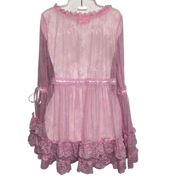 Dolls Kill Sugar Thrillz Dress Size Medium Real Divinity Pink Lace Babydoll - Picture 2 of 14